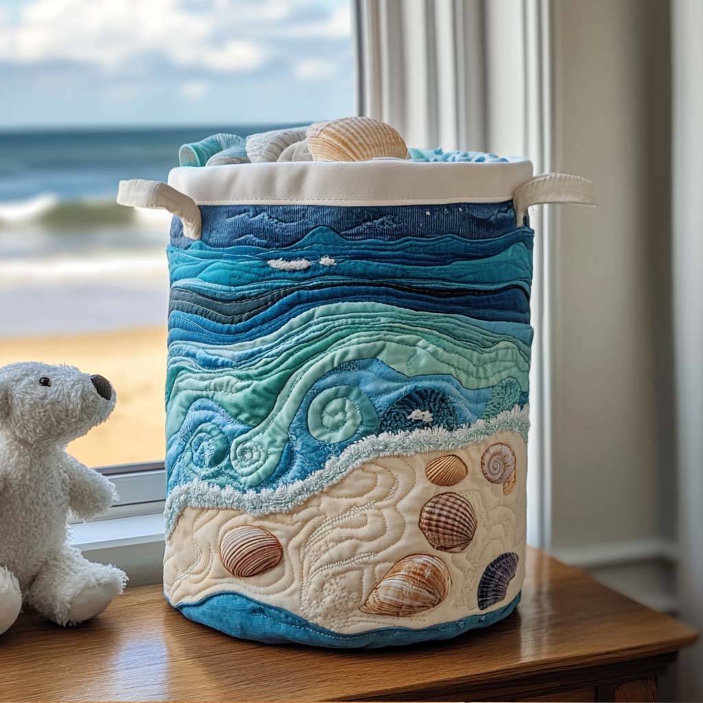 SEASHELLA | QUILTED COASTAL STORAGE BASKET