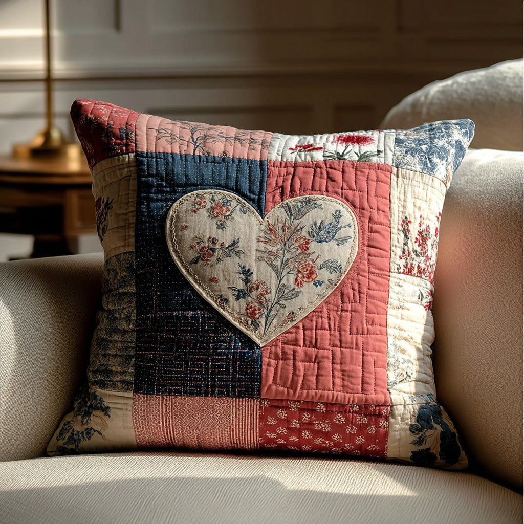 HEARTPATCH | VINTAGE PATCHWORK HEART PRINTED CUSHION COVER