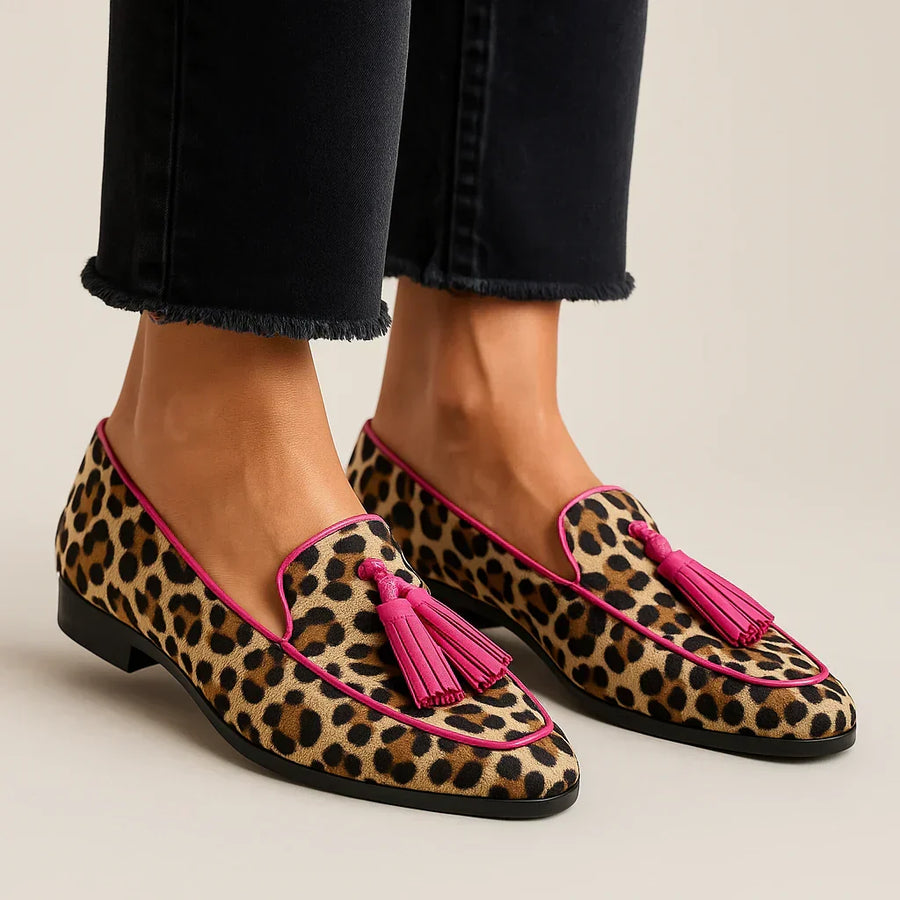 Lila | Panther Print Loafer with Tassel