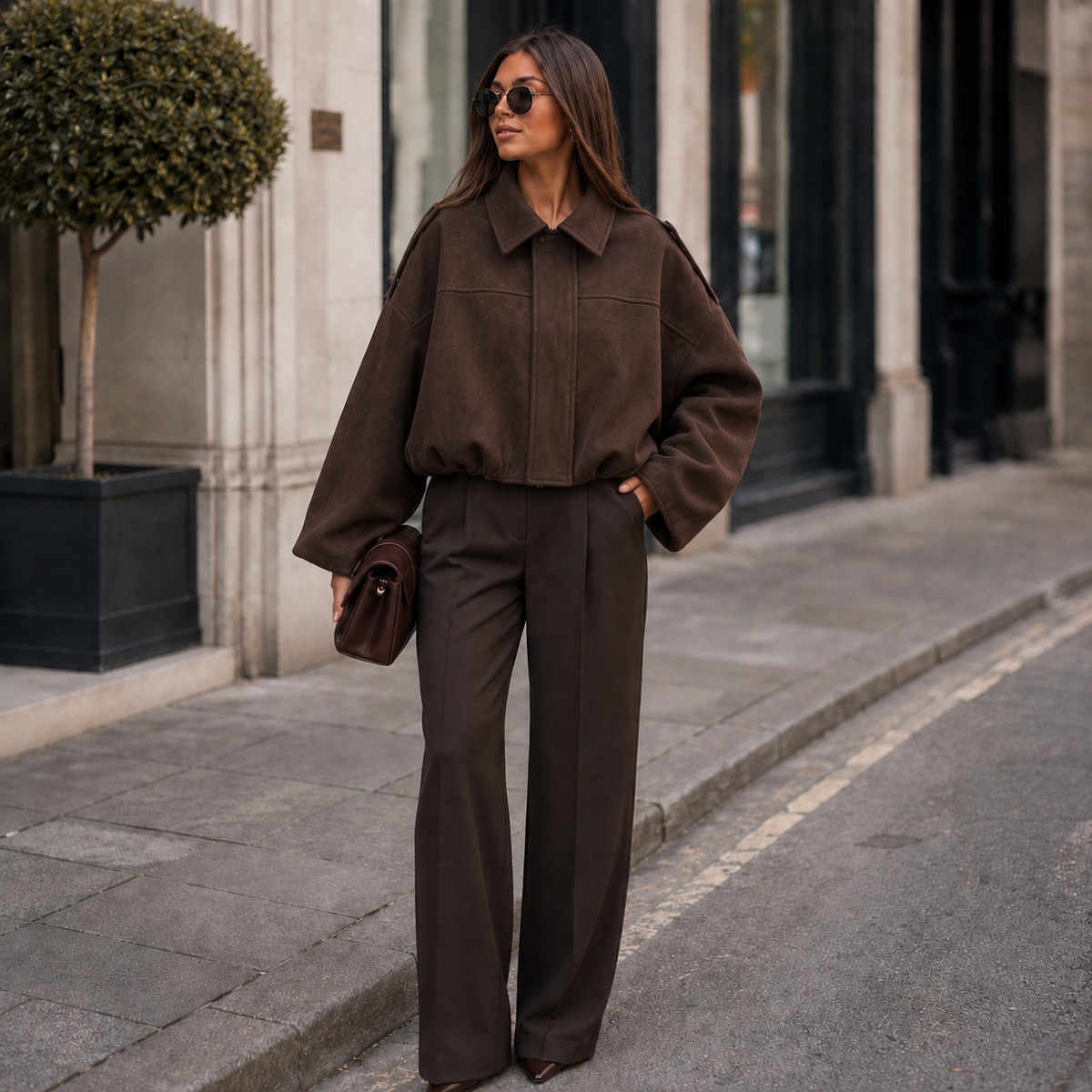 Sienna | Faux Suede Bomber Jacket