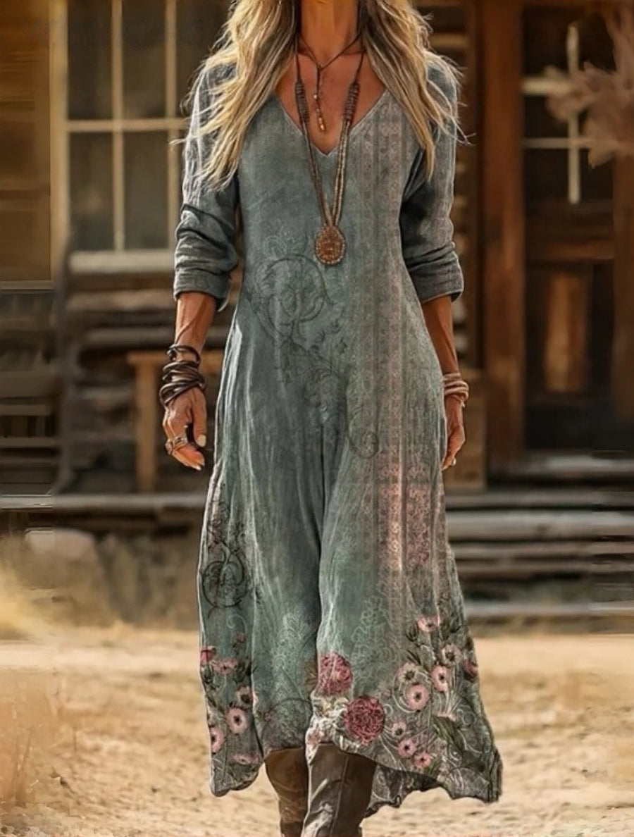 LORELLA | VINTAGE ROSE PRINT MAXI DRESS